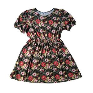 Egs California Black Multicolor Floral Short Sleeve Plus Size Dress Women's 2XL